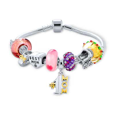 Wife #1 Mother Grandma Family Love Beads Starter Charms Bracelet