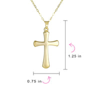 Classic Simple 14K Yellow Gold Holy Cross Pendant Engrave