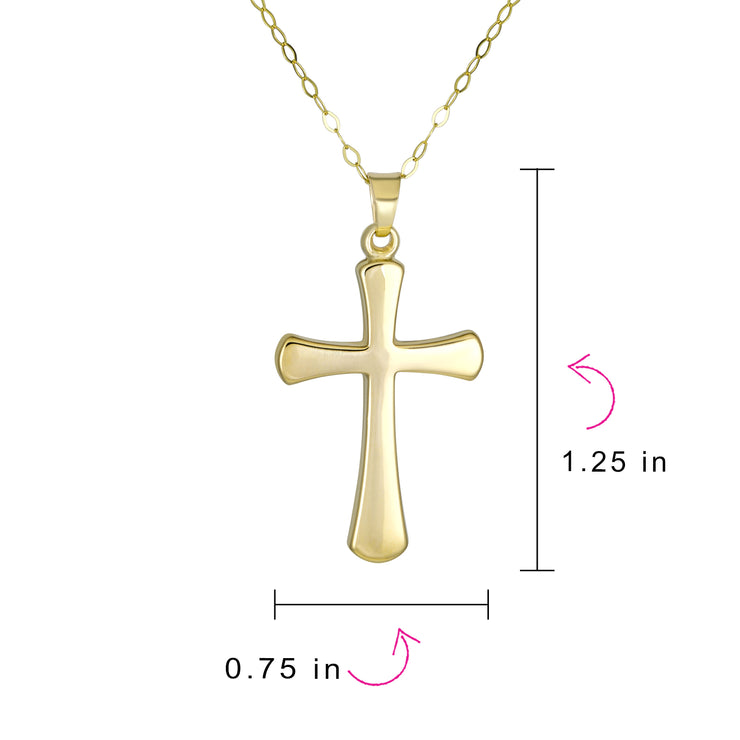 Classic Simple 14K Yellow Gold Holy Cross Pendant Engrave