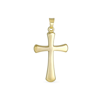 Classic Simple 14K Yellow Gold Holy Cross Pendant Engrave