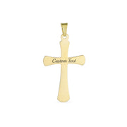 Classic Simple 14K Yellow Gold Holy Cross Pendant Engrave