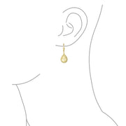 Classic Real 14K Yellow Gold Diamond-Cut Teardrop Drop Dangle Earrings