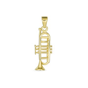 Real 14K Gold Musician Jazz Lover Trumpet Instrument Pendant