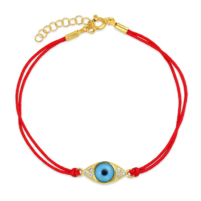 Blue Evil Eye Red String Cord Bracelets CZ Gold Plated Silver