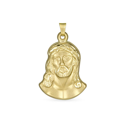 14K Gold Religious Metal Face of Jesus Christ Head Pendant