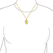 14K Yellow Gold Guardian Angel Oval Medal Pendant Necklace (No Chain)