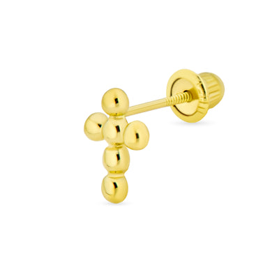 Religious Bubble Cross Cartilage 1 Piece Earring 14K Gold Screwback