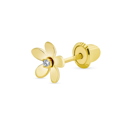 Tiny CZ Daisy Flower Cartilage 1 Piece Stud Earring 14K Gold