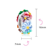 Murano Glass Charm Bead Multi-Color Flower Design Fits European Bracelet
