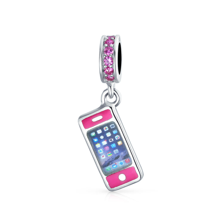 Cellular Cell Smart Mobile Phone Dangle Charm Bead Sterling Silver