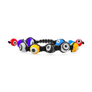 Multi Color Glass Ball Evil Eye 12mm Beads Bolo Bracelet Adjustable
