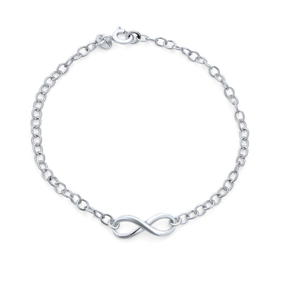 Romantic Eternal Love Knot Chain Infinity Bracelet .925 Sterling Silver