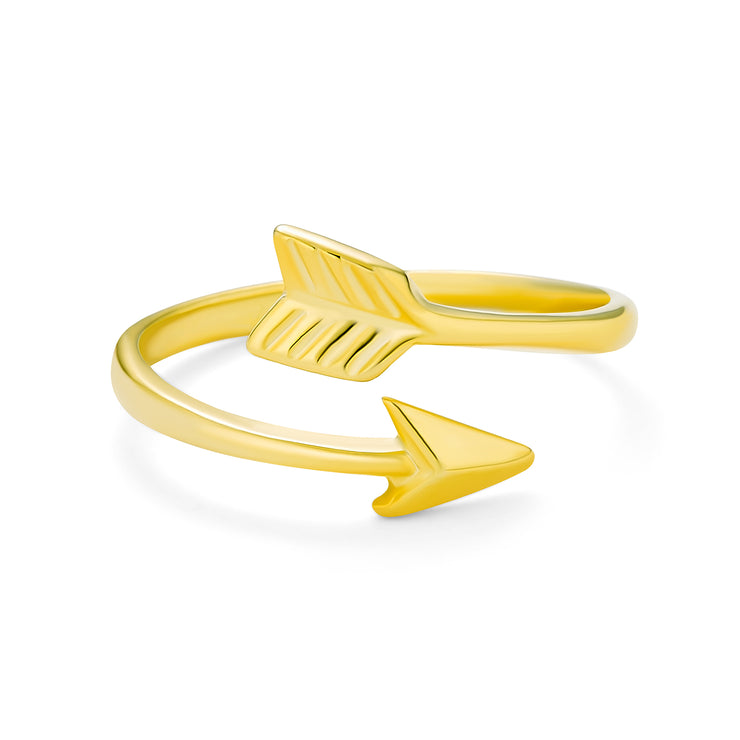 Midi Knuckle 1MM Band Arrow Ring Gold Plated .925 Sterling Silver