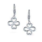 Ayllu Heart Infinity Clover Love Luck Unity Lever back Earrings Silver