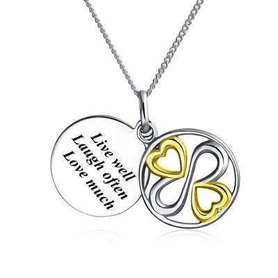 Ayllu Live Well Laugh Often Love Much Pendant Necklace Two Tone Silver