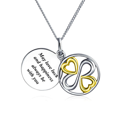 Ayllu Happiness Be always With You Pendant Necklace Two Tone Silver