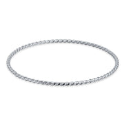 Braided Twisted Rope Cable Stackable Bangle Bracelet Sterling Silver