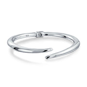 Simple Geometric Bypass Bangle Bracelet in Sterling Silver, Lightweight & Polished