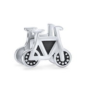 Sports Bicyclist Bike Biker Bicycle Charm Bead .925Sterling Silver