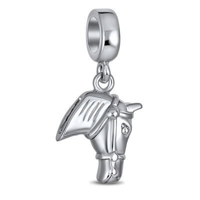 Equestrian Horse Dangle Charm Bead Sterling Silver for European Bracelet