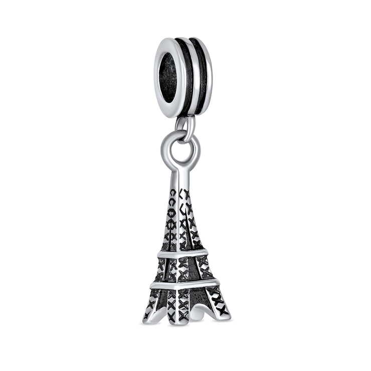 Set of 2 London Travel Suitcase Luggage Paris Eiffel Tower Dangle Charm Bead