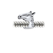 Set of 2 Western Horse and Jockey Equestrian Cap Hat Charm Bead Sterling Silver