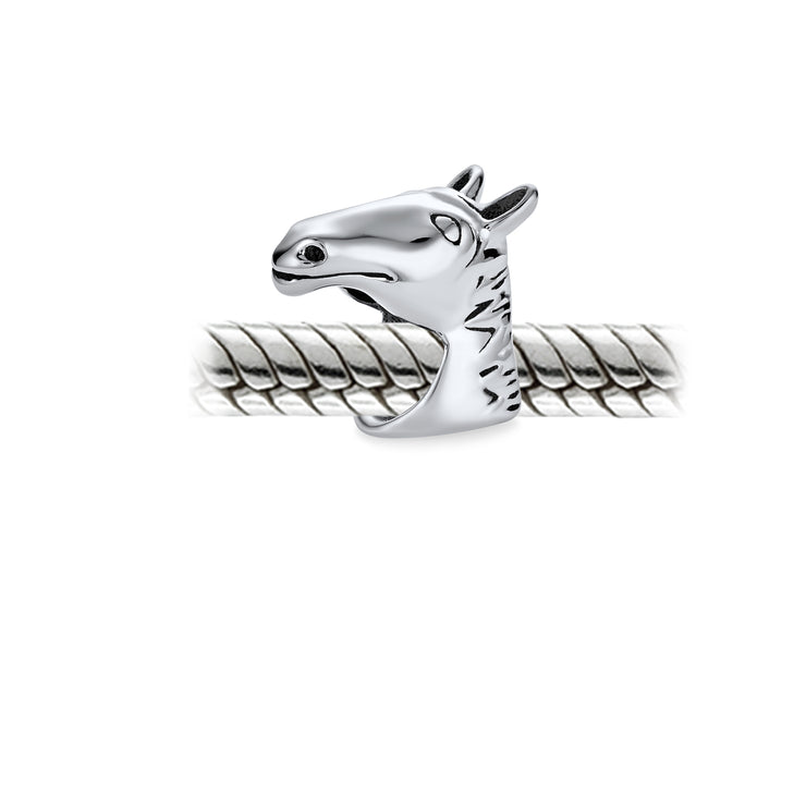 Set of 2 Western Horse and Jockey Equestrian Cap Hat Charm Bead Sterling Silver