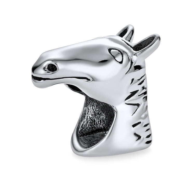 Set of 2 Western Horse and Jockey Equestrian Cap Hat Charm Bead Sterling Silver