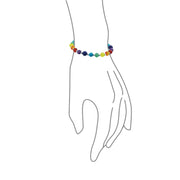 Multicolor Colorful Gemstone Chakra Beads Bracelet .925 Sterling Silver