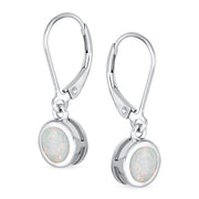 Dangle Gemstone Earrings Sterling Silver Opal Lever Back October Birthstone