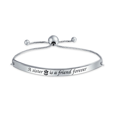 Sorority Sister ID Bracelet Inspirational BFF Mantra Graduation Gift Sterling Silver