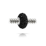 Set of 3 Halloween Skeleton Skull CZ Eye & Solid Black Crystal Spacer Charm Bead