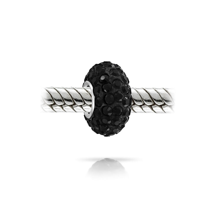 Set of 3 Halloween Skeleton Skull CZ Eye & Solid Black Crystal Spacer Charm Bead