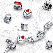 I Love London Charm Bead Enamel Sterling Silver for European Bracelets