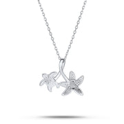 Nautical Blue Opal Sea Turtle Starfish Pendant Necklace in Sterling Silver