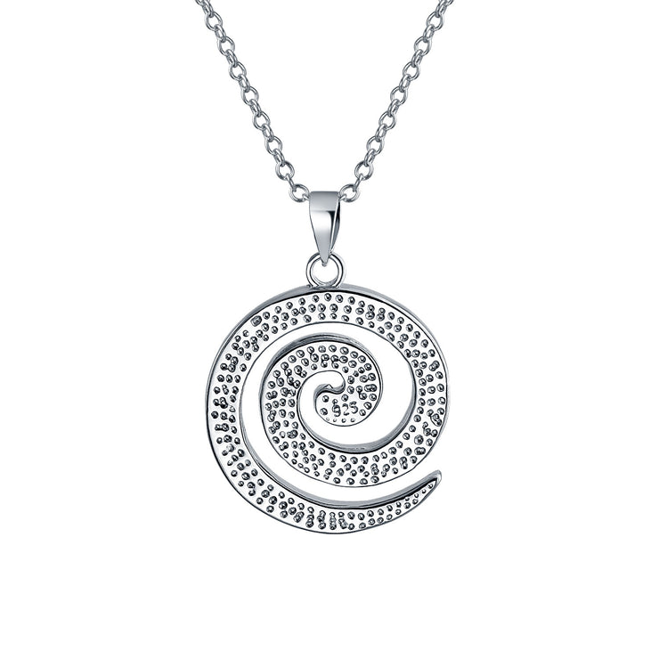 Spiral Pendant Blue Created Opal Pendant Necklace .925 Sterling Silver