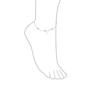 Tooth Horn Red Bead Chili Pepper Anklet Ankle Bracelet .925 Silver