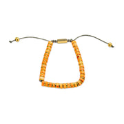 Set of Two Orange Agate and Green Malachite Strand Bracelet Gold Plated Spacers