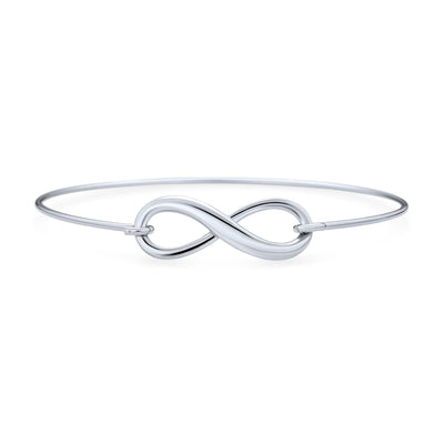 Infinity Eternal Love Knot Bangle Bracelet Shiny .925 Sterling Silver