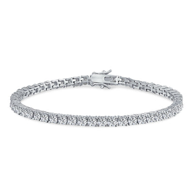 Traditional Bridal Jewelry 10 CT CZ Round Solitaire Tennis Bracelet Sterling Silver