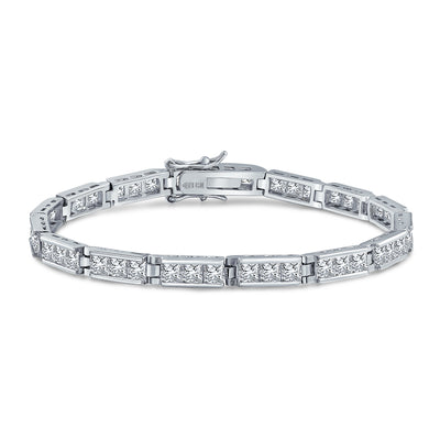 Cubic Zirconia Princess Cut CZ Tennis Bracelet for Bridal and Prom Events