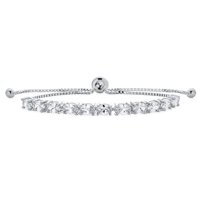 Elegant Bridal Oval Cut CZ Tennis Bracelet in Sterling Silver - 3 CTW Bolo Design