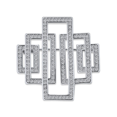 Art Deco Vintage Style Large Rectangular Cubic Zirconia Brooch Pin