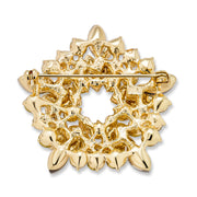 Two Tone Golden Crystal Gold Plated Holiday Circle Wreath Brooch Pin