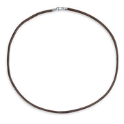 Brown Silk Cord Chain Necklace with Silver Plated Brass Clasp