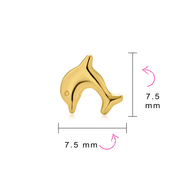 Petite Nautical Dolphin 14K Gold Stud Earrings with Secure Push Back