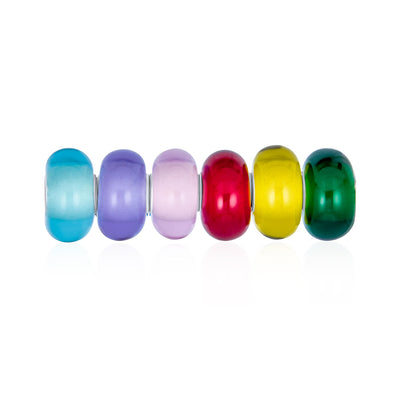 Mixed Spacer Set Aqua Green Yellow Red Pink Purple Murano Glass Charm Bead for Bracelet