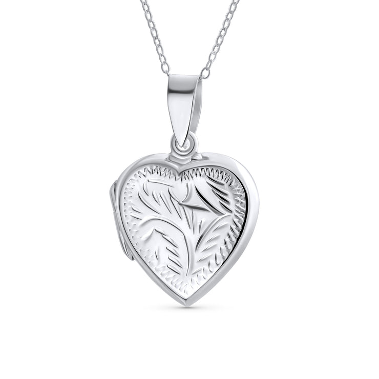 Vintage Style Heart Shaped Locket Necklace for Teens - Holds Photos Silver Pendant