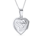 Vintage Style Heart Shaped Locket Necklace for Teens - Holds Photos Silver Pendant