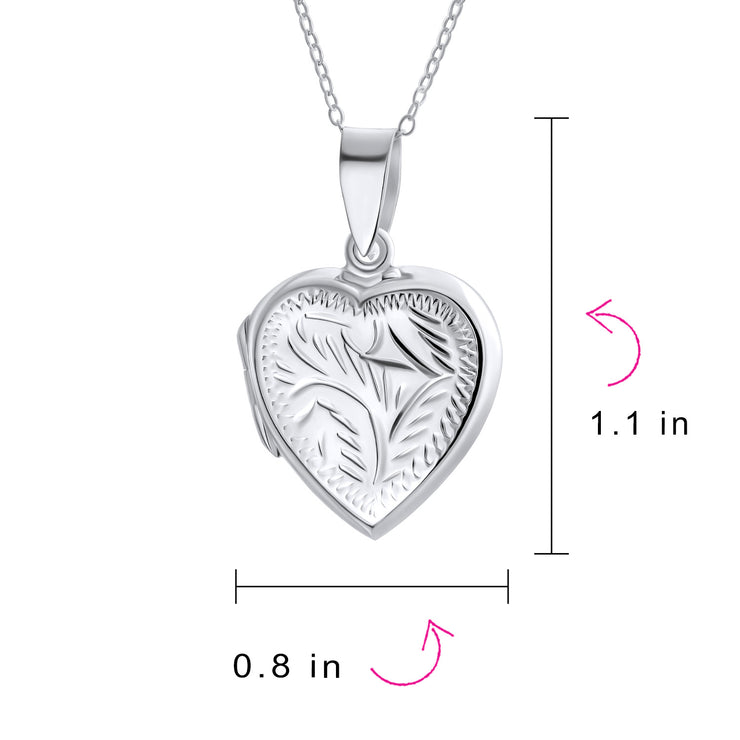 Vintage Style Heart Shaped Locket Necklace for Teens - Holds Photos Silver Pendant